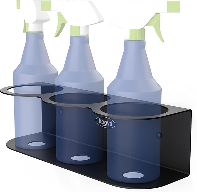 Koova 3 All-Purpose Spray Bottle Holder | Easy Install Wall Mount Hardware Included | Heavy-Duty Powder Coated Steel Storage Rack for Garage And Home | Craft Workspace Paint Bottle Organizer USA Made