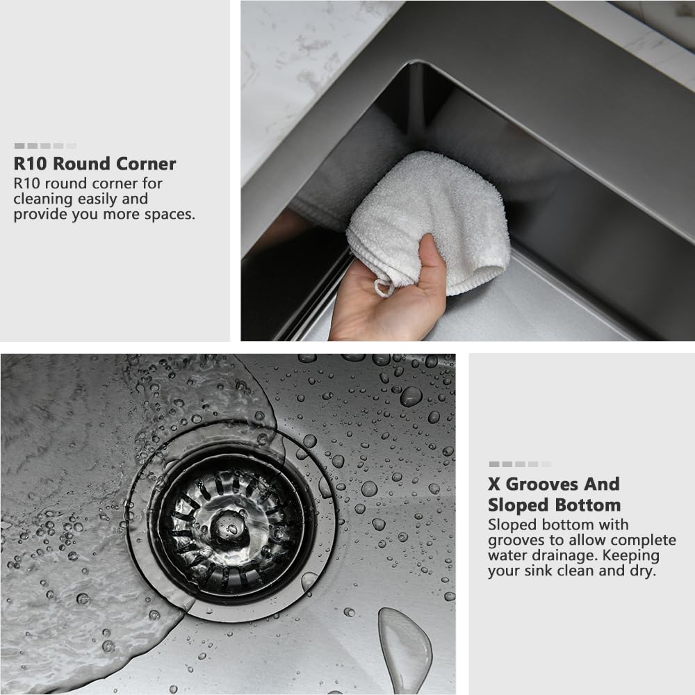 33 Black Kitchen Sink with Faucet Combo-VASOYO 33 x 22 Drop In Kitchen Sink Top Mount Black Stainless Steel Deep Single Bowl Over Mount Sinks with Faucet Combo Set