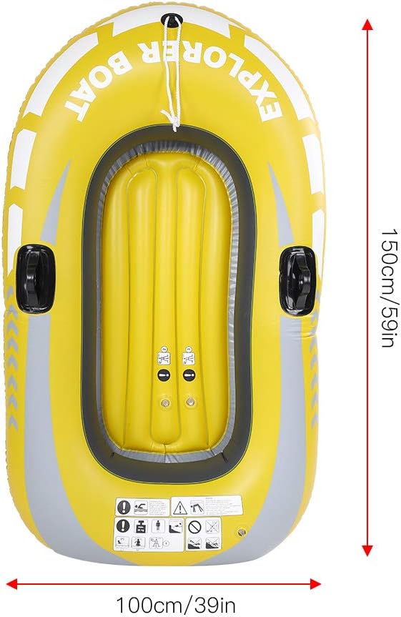 Inflatable Kayak Canoe Portable Boat 1 Person Rowing Air Boat for Swimming Pool and Lake Fishing and Diving Yellow 120lb Weight Capacity