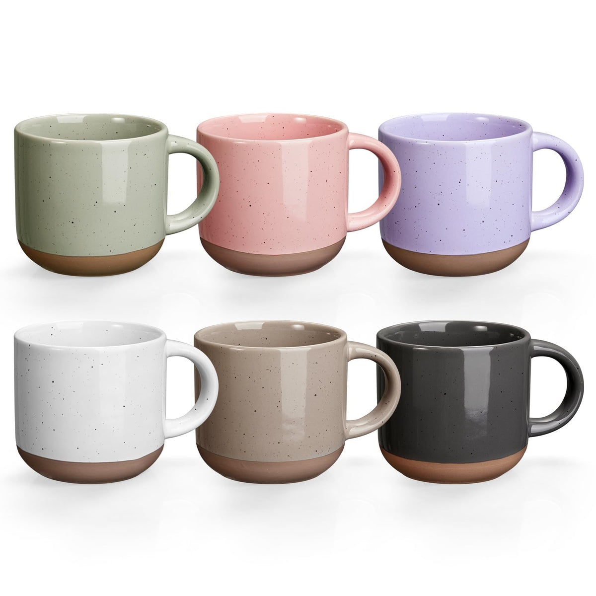 Gencywe Morandi Color Ceramic Mini Espresso Cups Set of 6, 5 oz Expresso Mugs with Handle, Porcelain Coffee Mugs Demitasse Cups, Modern Style Cups, Microwave Dishwasher Safe Suit for Espresso Machine