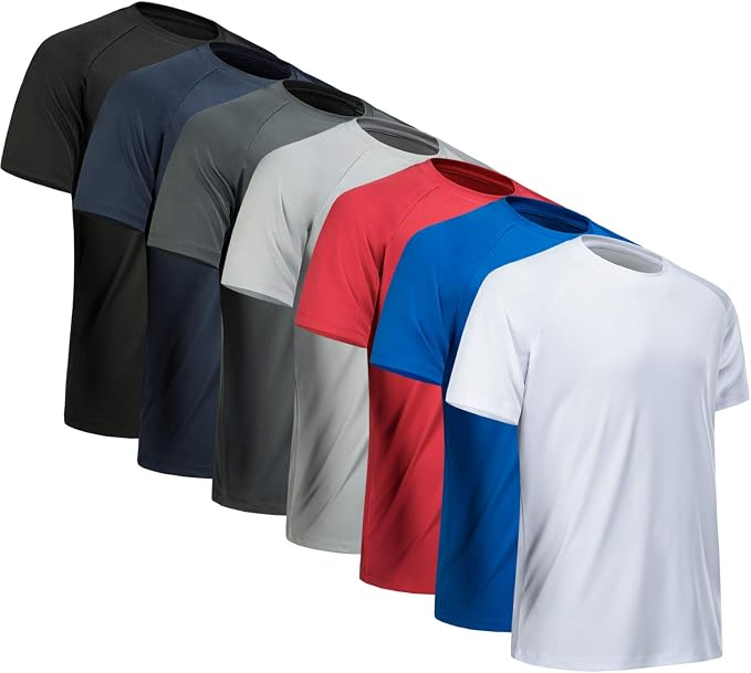 Workout Shirts for Men Short Sleeve Quick Dry Athletic Gym Active T Shirt Moisture Wicking