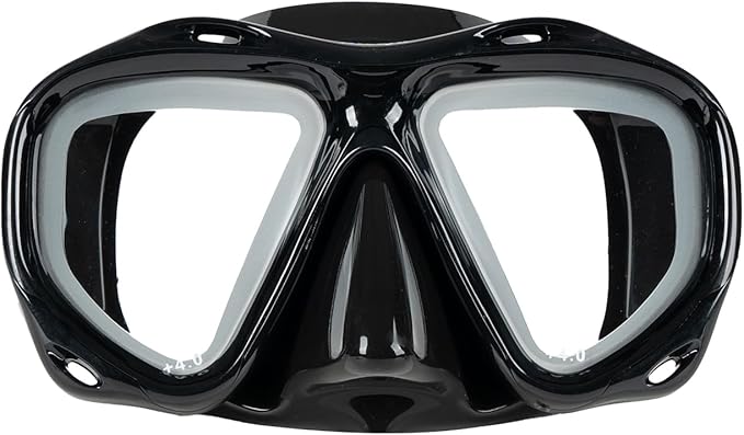 Hyperopia Diving Mask, +2.0 to +5.0 Farsighted Presbyopia Snorkel Mask, Tempered Glass Lens, Anti-Fog Leakproof Silicone Seal for Men Women Underwater Vision