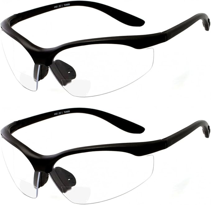 grinderPUNCH ANSI Z87 Bifocal Safety Reading Glasses Impact Resistant Magnifying Readers w/Diopter Bifocal Magnifying Glass