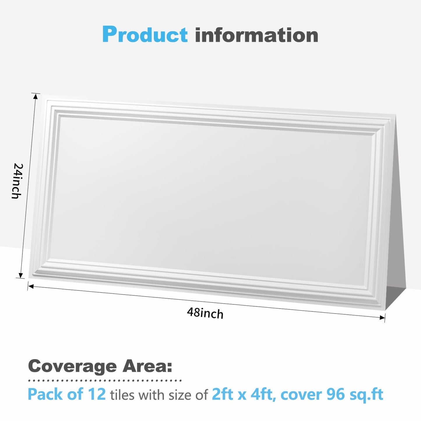 Art3d Drop Ceiling Tiles 48x24, Decorative PVC Ceiling Panels, Waterproof Rustproof and Durable 12-Pack, Glue Down, Rectangular Black