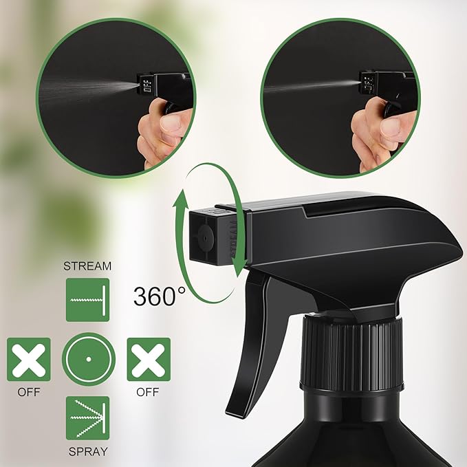 9 Pack 10 oz Plastic Spray Bottle Bulk for Plant Small Spray Bottle Fine Mist Water Sprayer Upgraded Adjustable Nozzle Refillable Empty Containers for Cleaning, Hair, Cooking(Green)