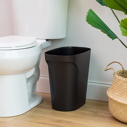 IRIS USA Small Trash Can Wastebasket with Handle, 6 Gallon / 24 Quart, 3-Pack, for Bathroom, Office, Bedroom, Under Sink, Kitchen, Garbage - Black