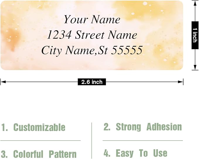 Personalized Address Labels - Custom Address Labels, Colorful Patterns, Set of 100, Matte Silver (2.6x1 Inch)