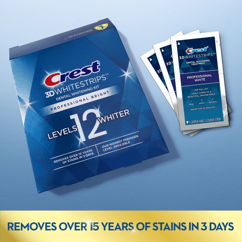 Crest 3D Whitestrips Professional Bright Levels 12 Teeth Whitening Kit, 18 Treatments, 1, 36.0 Count