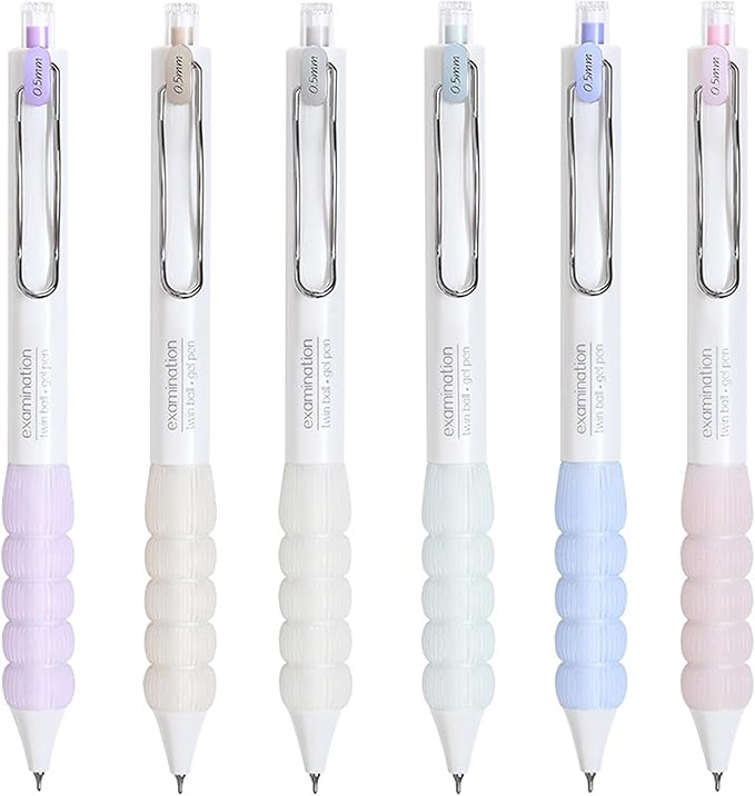 PapaBear Black gel pen, Lantern Shaped Grip, Student Examination Special Pen, Retractable Ballpoint Pen, Fashionable Elegant pen, 6-Pack