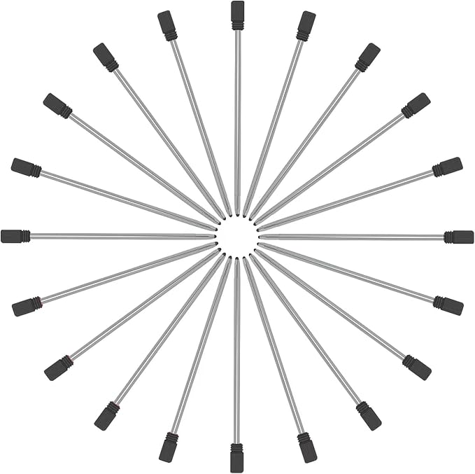 YOUMI Refill 2.75" (20pcs) replaceable ballpoint pen refill, Black ink 1mm midpoint metal refill (Black refill)