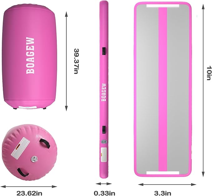Gymnastics Mat,Air Roller Gymnastics Barrel,Gymnastics Tumble Track Air Track Tumbling Mat for Home Training/ Cheerleading/Gym/Training/Yoga/Beach/Water/Park Outdoor Use with Electric Air Pump ﻿
