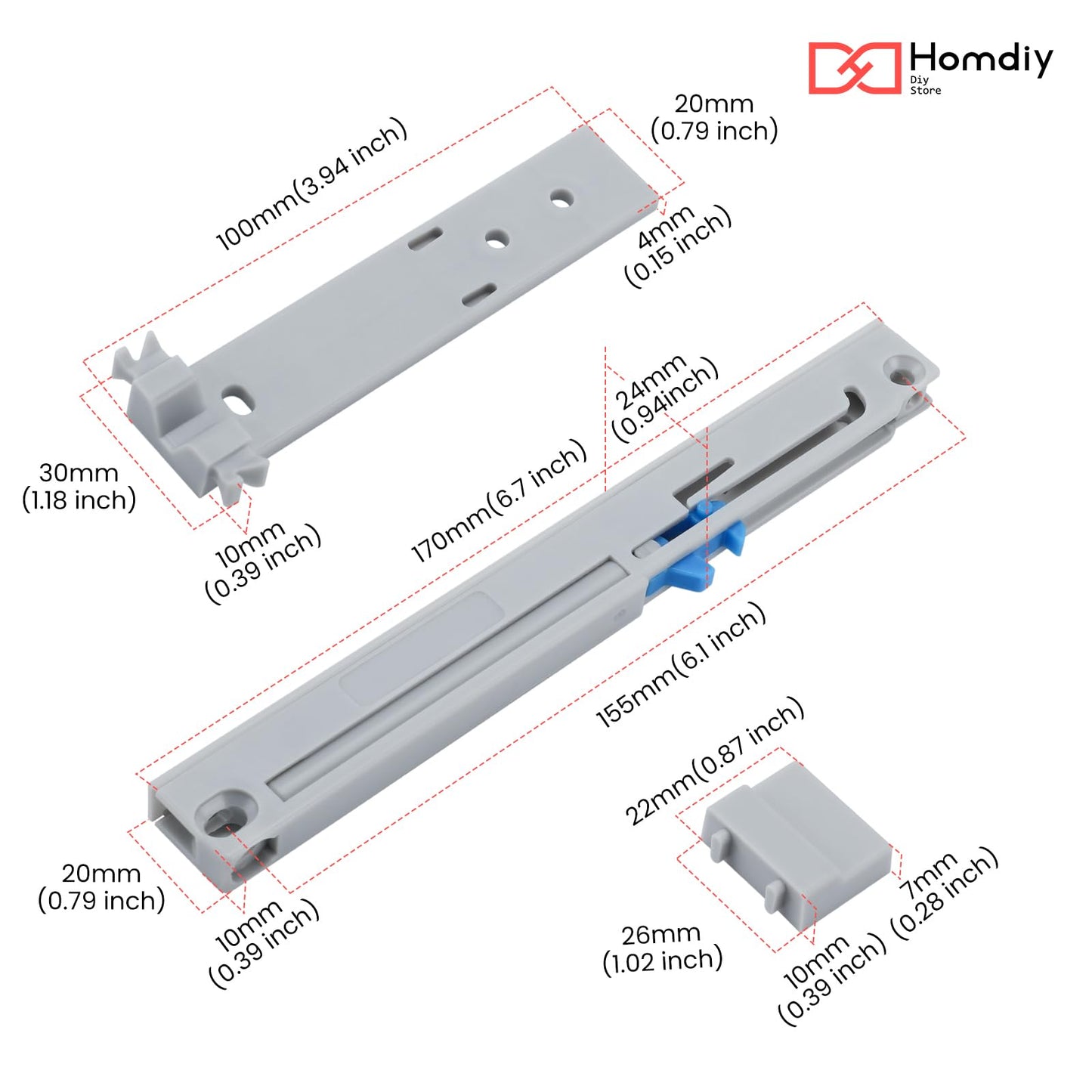 homdiy 5 Pair (10 Pack) Soft Close Adapter for Drawers, Soft Device for Wood Drawer, Retrofit Drawer Adapter