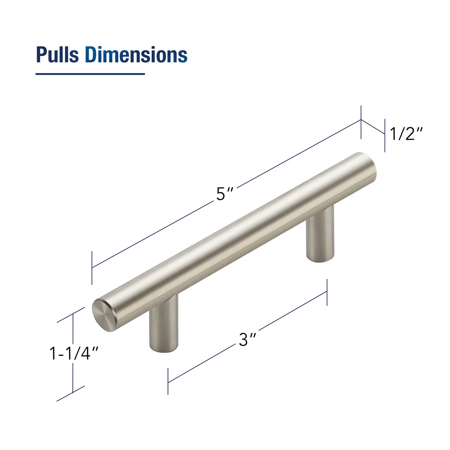 JOY DECOR 30 Pack 5 Inch Cabinet Pulls, 3 Inch (76mm) Hole Center Stainless Steel Drawer Handles for Kitchen Cabinets, Cupboard, Wardrobe – Brushed Nickel Silver
