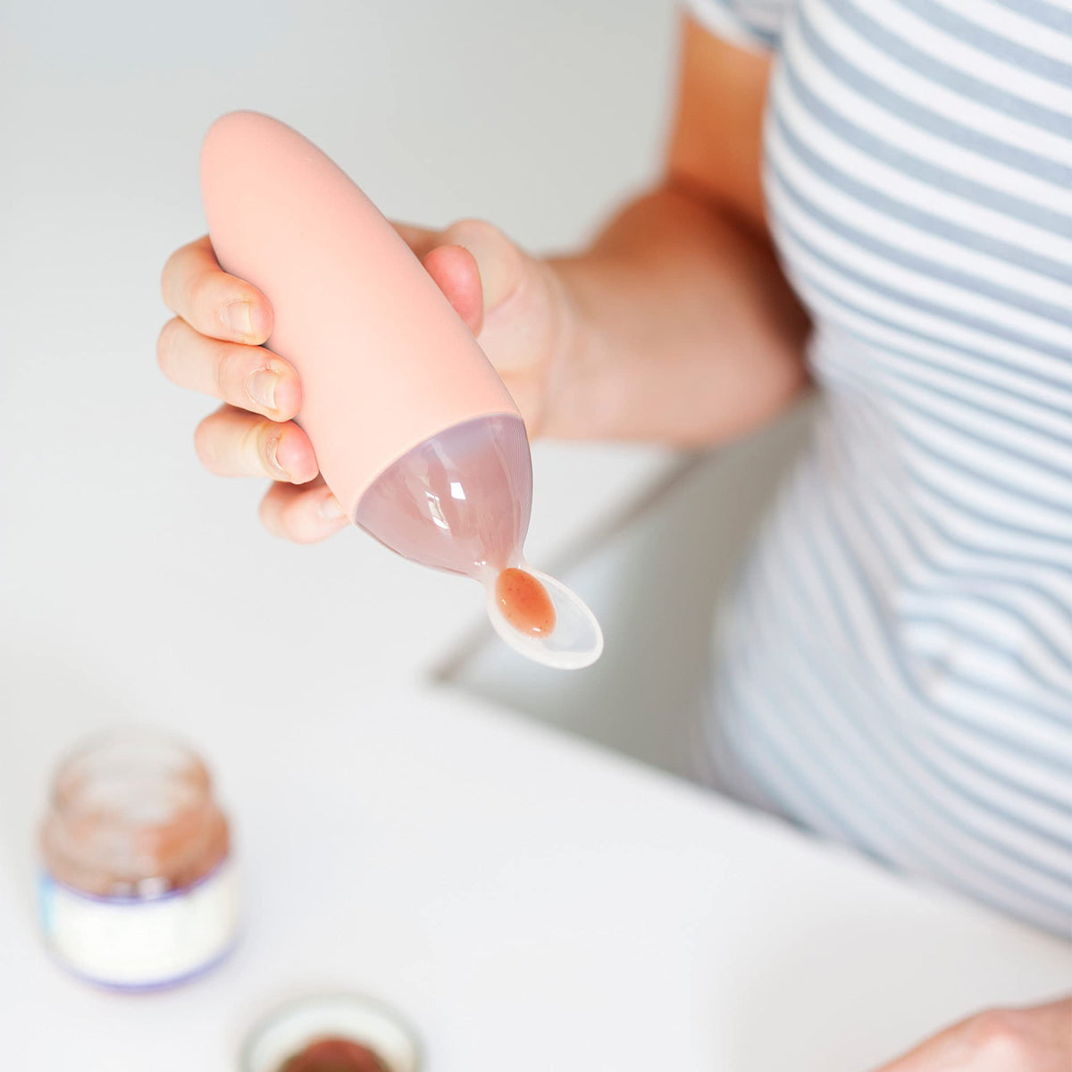 Boon SQUIRT Silicone Baby Food Dispensing Spoon, Pink