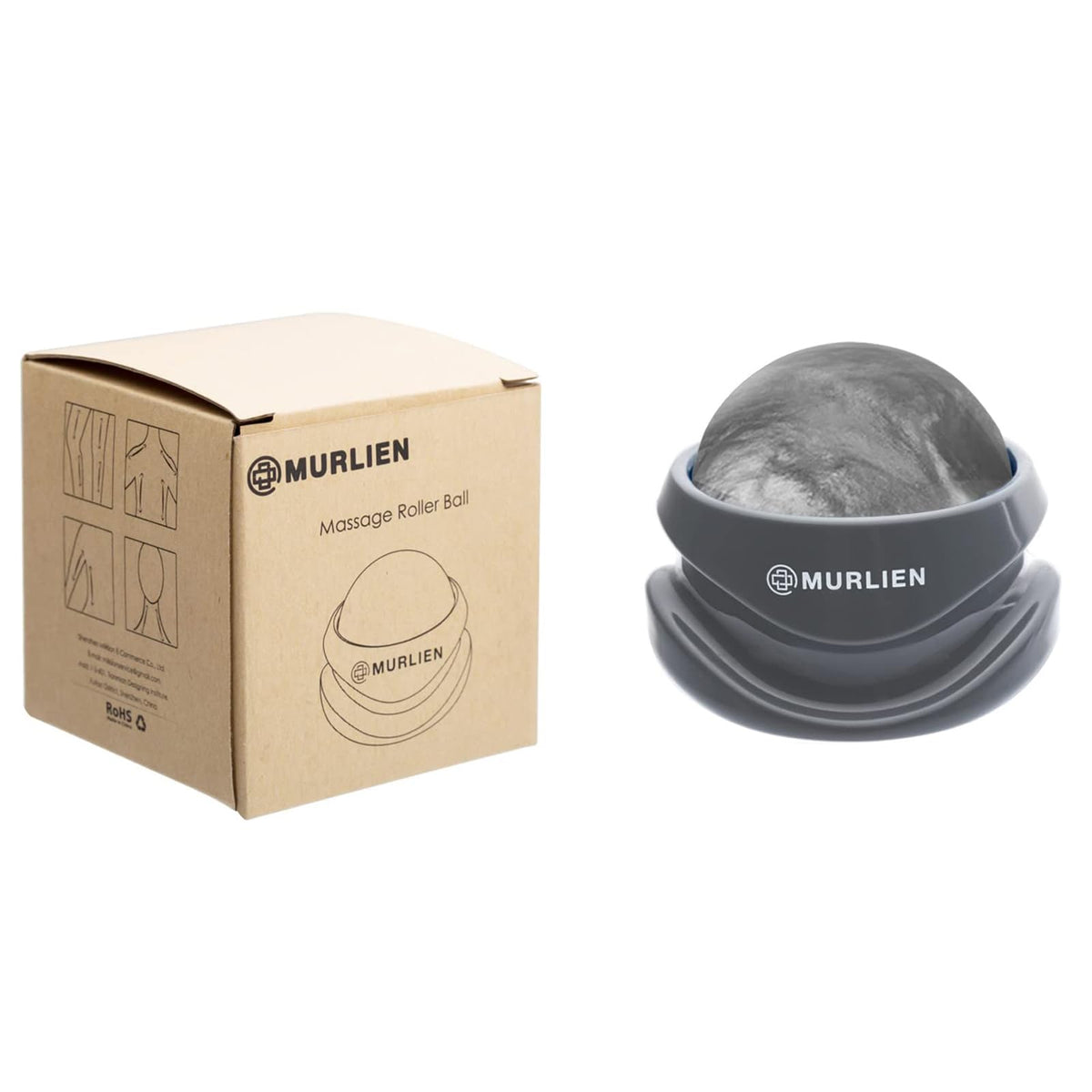 MURLIEN Massage Roller Ball, Tight and Sore Muscles Relief, Manual Massager, Alleviating Shoulder, Arms, Back, Legs, Calves or Muscle Tension - Gray