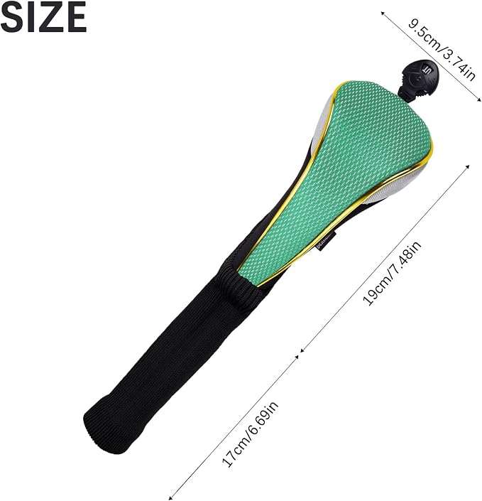 Andux 2Pcs/Set Long Neck Gold Golf Hybrids Club Head Covers with Dial No. Tag MT/HY13