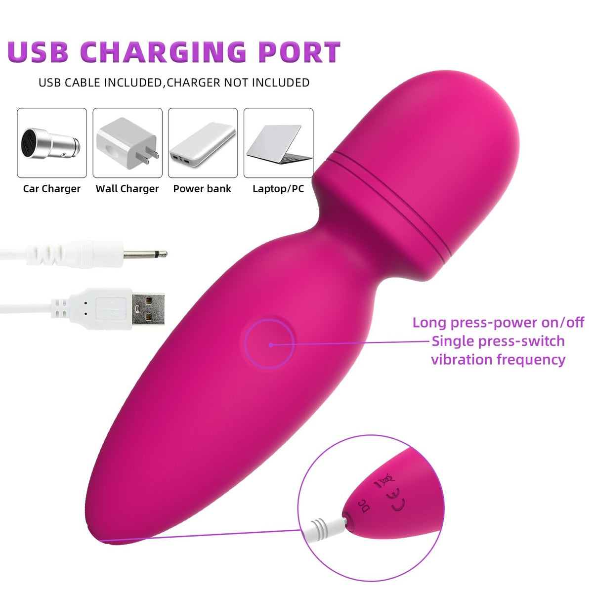 Fuwyiy Mini Manual Back Massagers,Gifts for Women Small Cordless Handheld Massager with 10 Modes, Personal Handheld Massager for Neck Shoulder Back Body（RED）