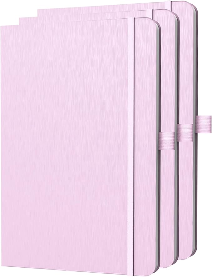 A5 Lined Journal Notebook, 7mm College Ruled Notepad, Journaling for Writing, Work, School, Travel and Note Taking, Hardcover 160 Pages (80 Sheets) 5.79 x 8.3 inches (3 Pack Pink)