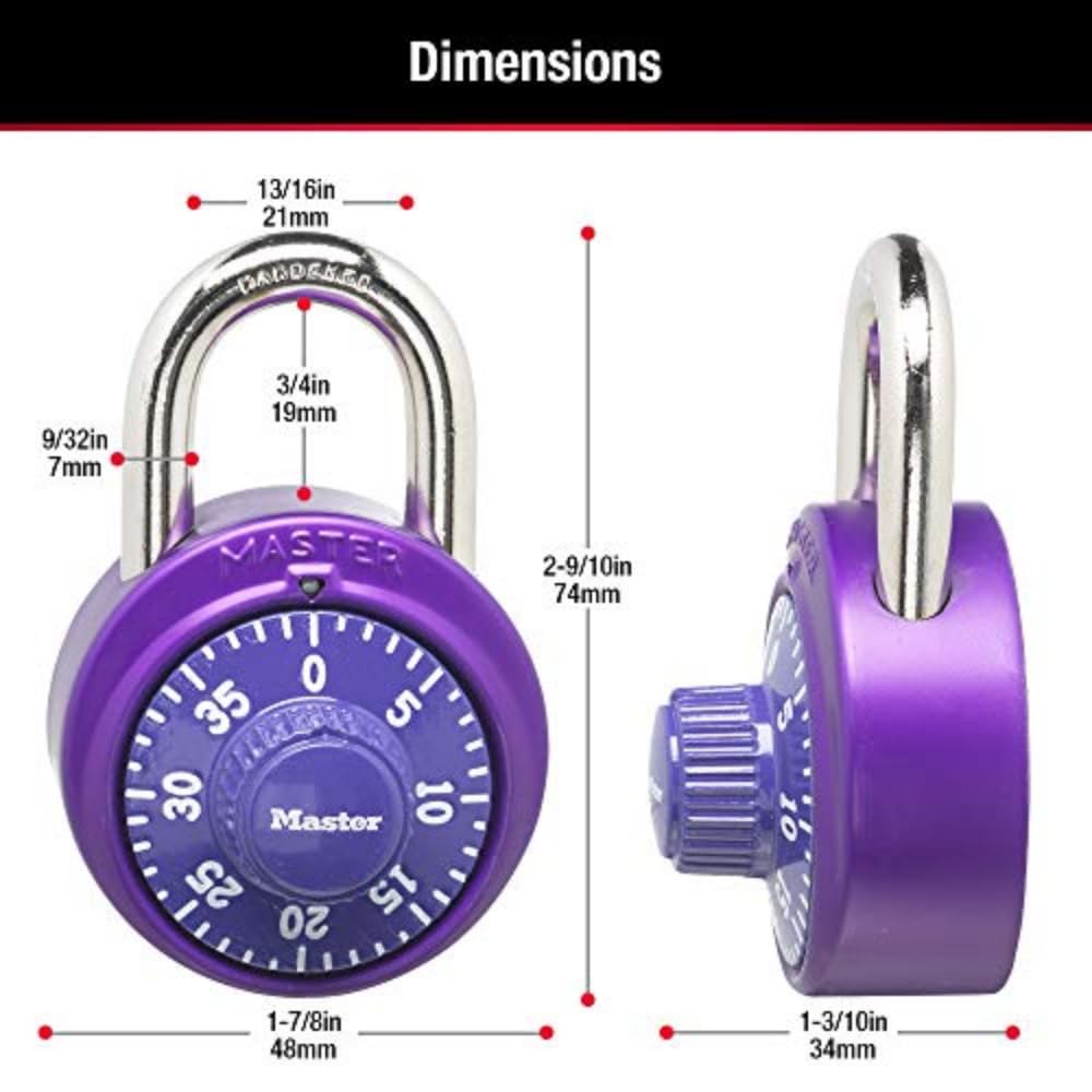 Master Lock 1530DCM School or Gym Locker Lock Combination Padlock, Back to School Essential, Pack of 1 - Colors May Vary