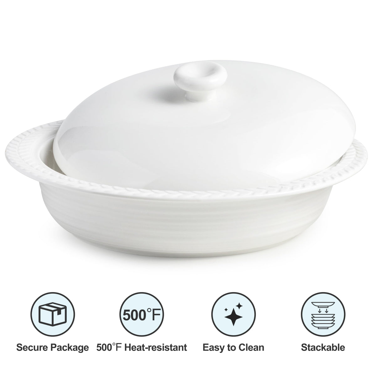 Cormomu Deep Dish Pie Pan with Lid, 11 inch Ceramic Pie Dish, Round Baking Dish for Apple, Quiche, Pot Pies, Tart, etc, Microwave, Dishwasher, and Oven Safe
