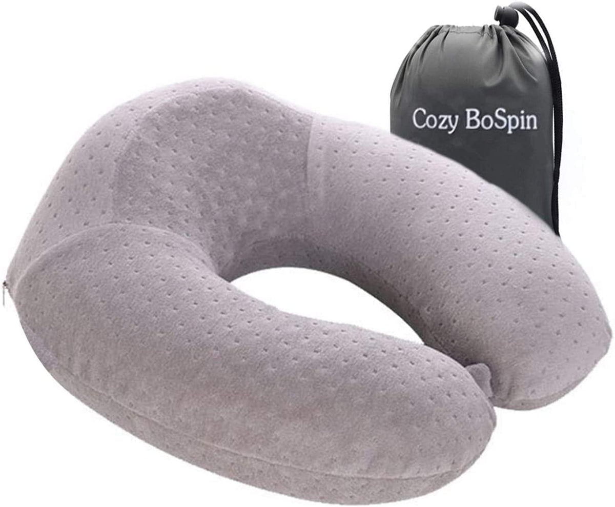 Travel Pillow - Luxury Memory Foam Neck Support Cushion Neck Support Pillow (Gray)
