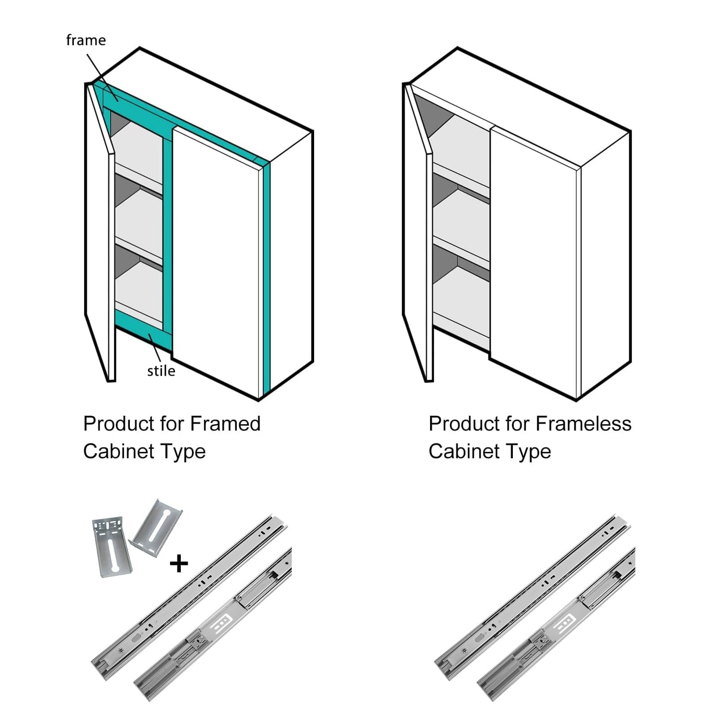 LONTAN Soft Close Drawer Slides 22 Inch Side Mount Heavy Duty Cabinet Drawer Glides 10 Pairs - Ball Bearing Full Extension Kitchen Cabinet Rails 100 LB Capacity