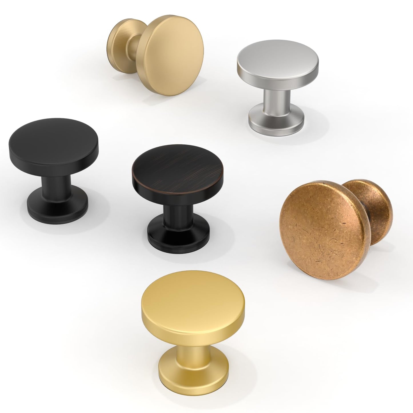 Asimerdeco 10 Pack Matte Black Cabinet Knobs 1-1/5 Inch(30mm) Single Hole Cabinet Pulls Round Kitchen Cabinet Knobs Drawer Knobs