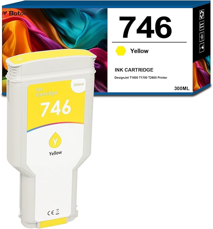 746 Yellow Ink Cartridge (P2V83A) High Capacity Compatible Ink Cartridge for 746 Z6 & Z9+ Large Format Plotter Printer,300-ml