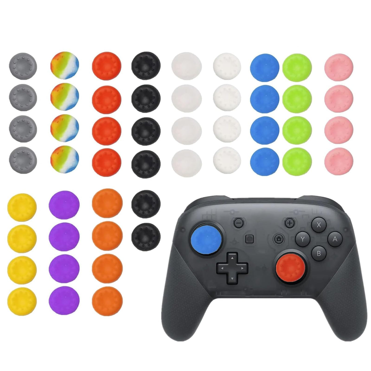 CTHTBZ 50PCS Silicone Thumb Grips for PS5 PS4, Joystick Caps Cover Analog Stick for Xbox 360, Xbox One, Xbox Series X/S,for Switch Pro Controller