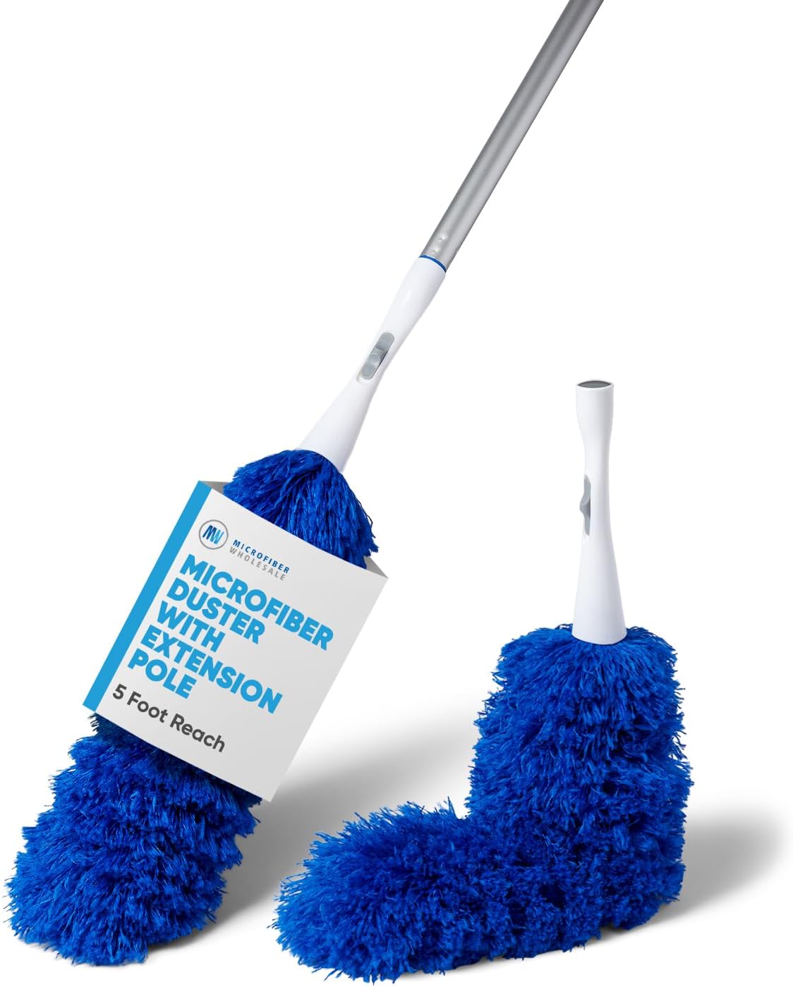 2 Pack of Microfiber Flexible Dusters with Heavy Duty Extension Pole | 5' Reach | Clean Ceiling Fans, Cobwebs, Light Fixtures, Delicate Objects
