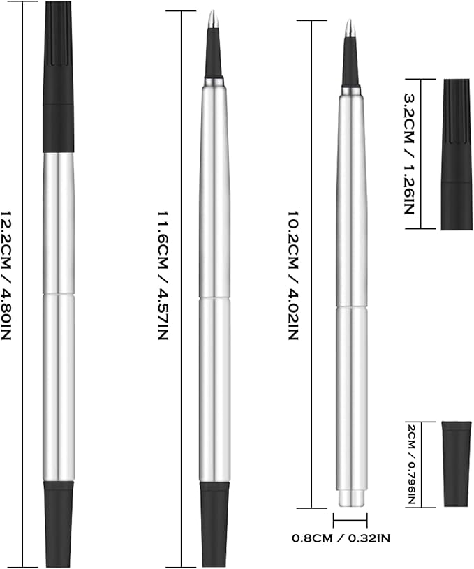 DunBong Quink Ink Rollerball, Compatible with Parker Rollerball Pens, 0.7mm Medium Point Black Ink Refill Pack of 5, Replaceable Gel Ink Pen Refills, Smooth Writing (Black-0.7mm)