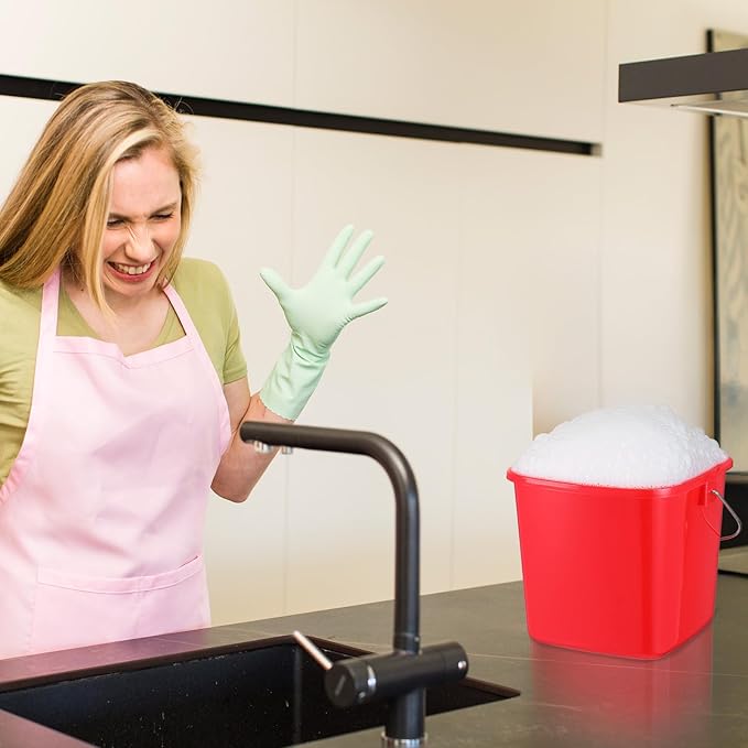 6 Pcs 3 Quart Cleaning Bucket Small Sanitizing Square Bucket Detergent Pail for Home Commercial Restaurant Kitchen Office School (Red)