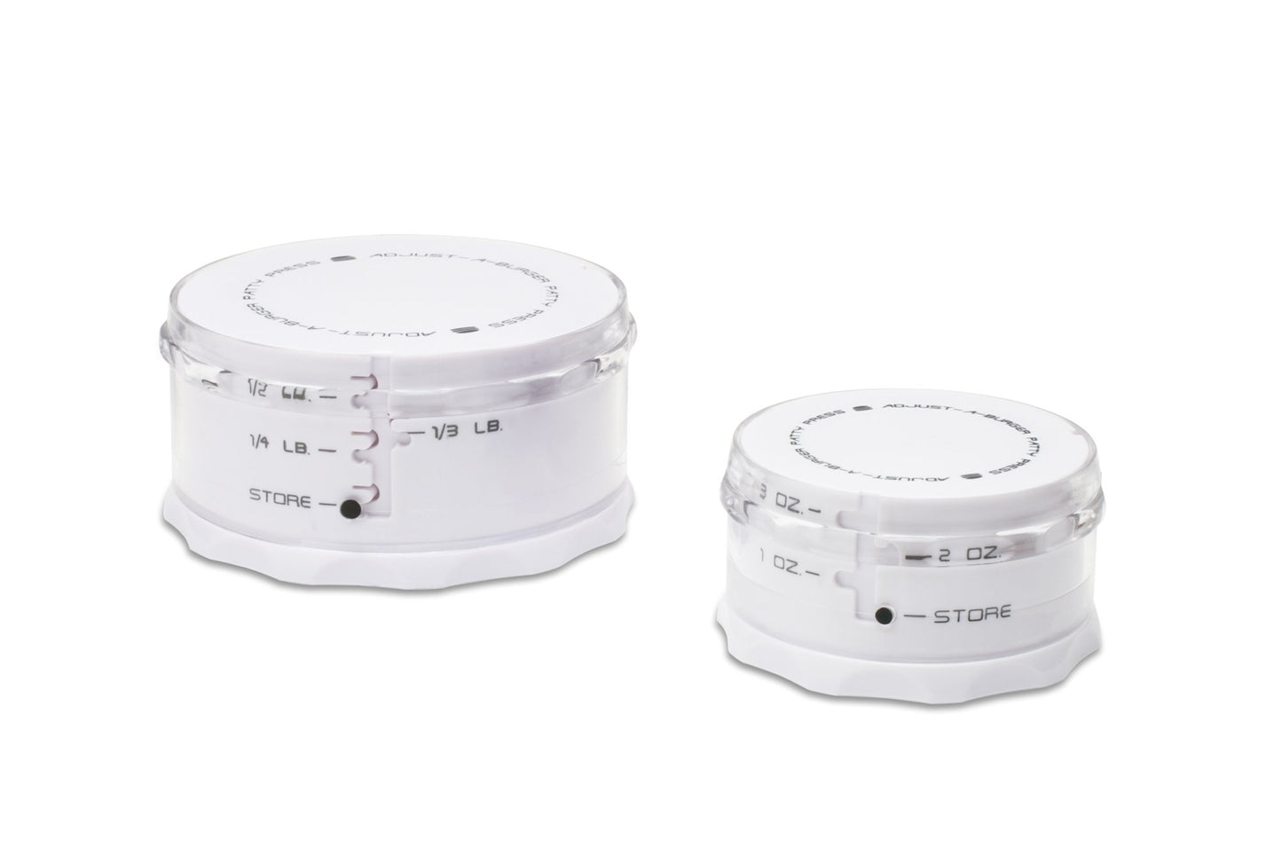 KitchenArt Adjust-A-Burger Press Set, Plastic, 2-Piece, White
