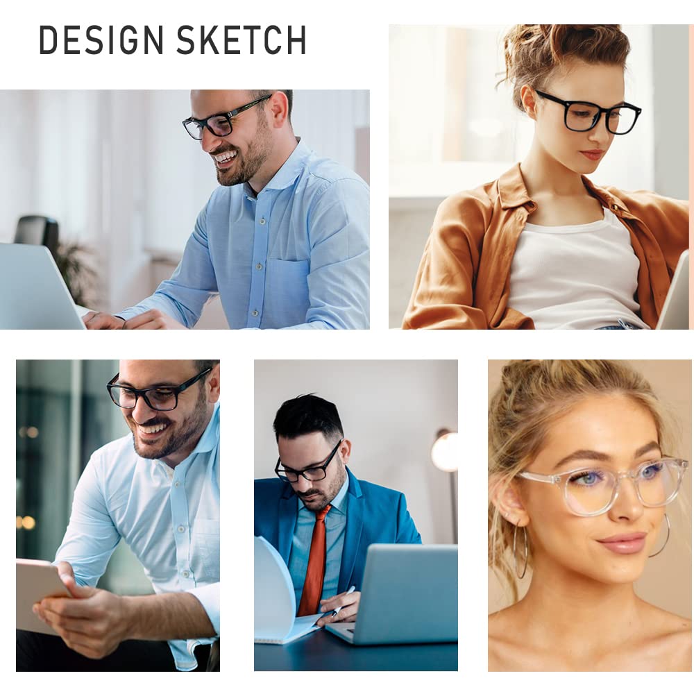 AFNWQI Fashion Square Blue Light Blocking Glasses - Clear Computer & Gaming Glasses for Women and Men