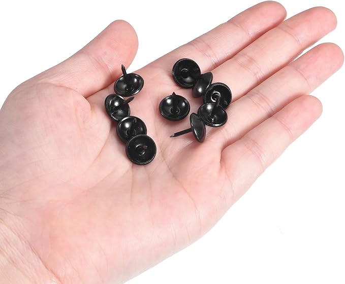 uxcell Upholstery Tacks Nail Pin Furniture, 200Pcs 11x13mm Thumb Tack Pins Assortment Kit Carbon Steel for Home Sofa DIY Decorative Nail Heads Nails, Black