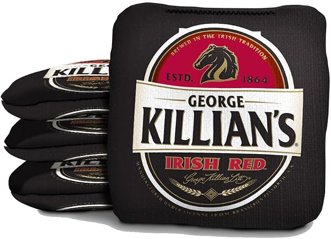 Slick Woody's Official Brand Beer + American Flag Cornhole Bags – Resin-Filled Tournament Performance with Dual Sided Professional Use Fabric- Set of 4