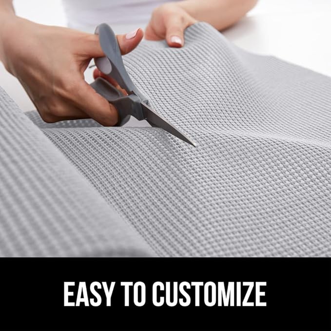 GORILLA GRIP powerGRIP Drawer Shelf and Cabinet Liner, Thick Strong Hold, Non-Adhesive Liners Protect Kitchen Cabinets and Cupboard, Bathroom Drawers, Easy Install, Breathable Mat, 20" x30' Light Gray