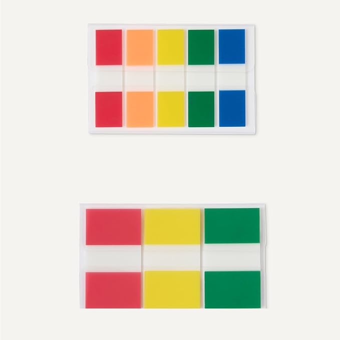 Amazon Basics Flags and Tabs Combo, 240pcs 0.94 inch in Wide and 400pcs 0.47 inch in Wide, Total 640 Count, Rectangular, Assorted Colors