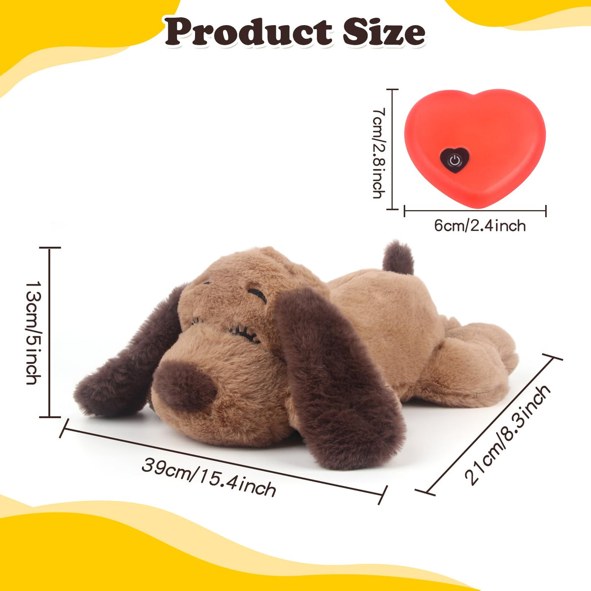 BEVERLYSHARK Heartbeat Puppy Toy Dog Anxiety Relief Calming Aid Heartbeat Stuffed Animals Pet Comfort Cuddle Sleep Aid Puppy Behavioral Training Aid Toy for Dog Cat