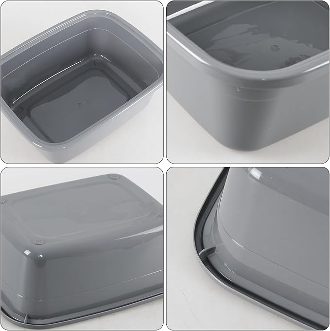 12 Quarts Plastic Dish Pan, 4-Pack Rectangular Wash Basin Tubs, Grey