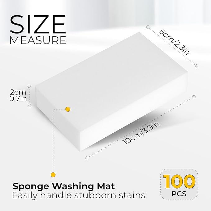 (100 Pack 3.9"x2.3"x0.8") Melamine Sponges Magic Cleaning Sponges in Bulk Eraser Sponges for Kitchen Bathroom Cleaning Supplies for Stains and Dirt