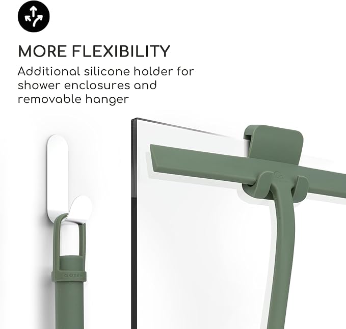 GÜTEWERK Shower Squeegee for Glass Doors, Silicone Window Squeegee, Bathroom and Glass Cleaning - Green - 11 Inch