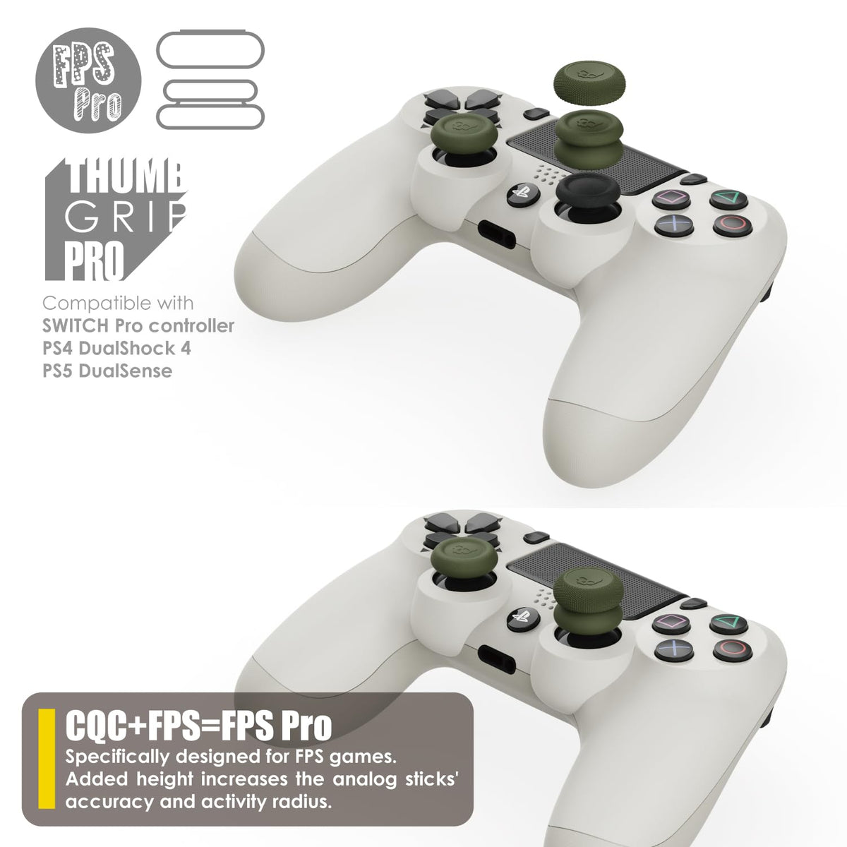 Skull & Co. Skin, CQC and FPS Thumb Grip Set Joystick Cap Analog Stick Cap for Nintendo Switch Pro Controller & PS5 / PS4 / Slim/Pro Controller- Black, 3Pairs(6pcs)