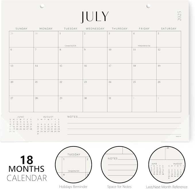 Jotsome Desk Calendar 2025-2026, Academic Desk Pad Calendar From July 2025 to December 2026 14x10.5 inch, Desk Blotter Calendar for Home and Office, Easy Planning (Jul 2025 - Dec 2026, Large)