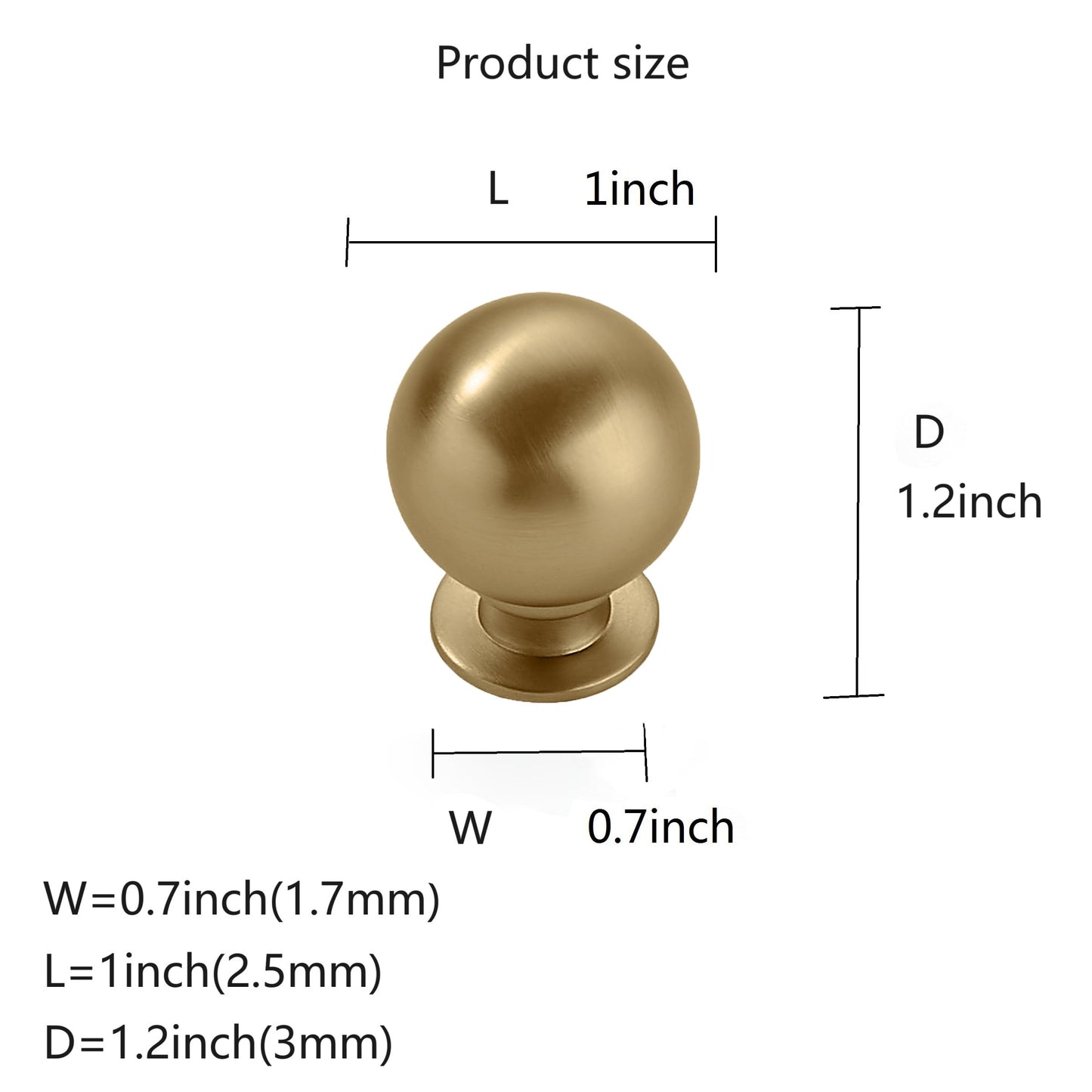 khtmeware 10 Pack 1 Inch Champagne Bronze Cabinet Knobs Champagne Brass Small Ball Kitchen Cabinet Hardware Drawer Knobs Pulls for Drawers.