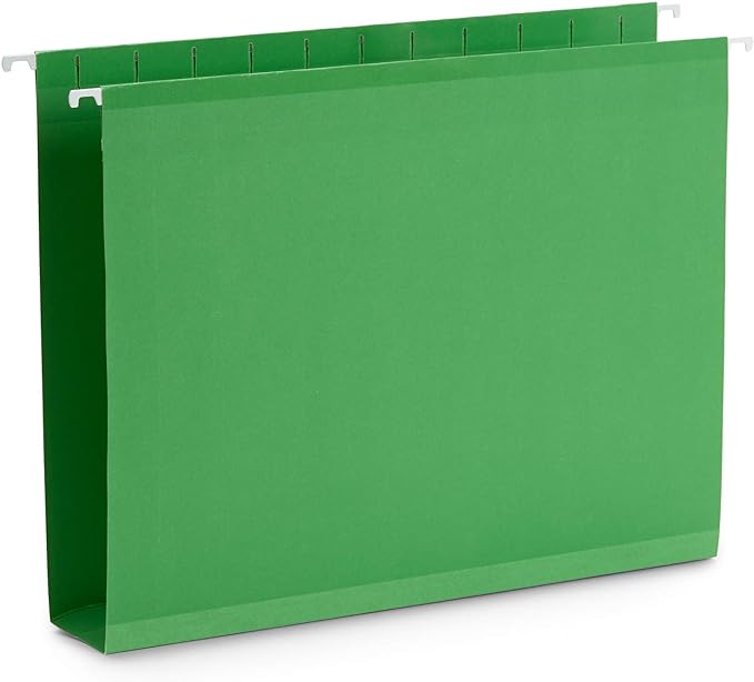 25 Blue Summit Supplies Hanging File Folder Extra Capacity, Expanding Hanging File Folders Letter Size, Extra Wide Hanging File Folders with 2” Expansion, Reinforced 12pt Paper, Assorted Colors