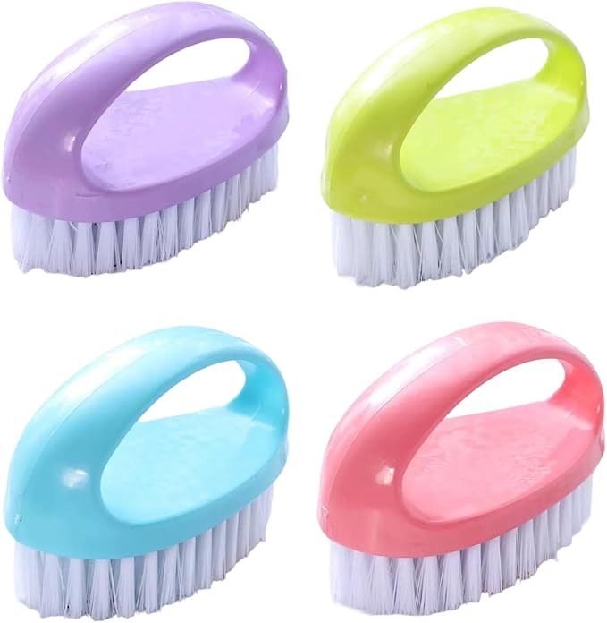 4 Pcs Scrubbing Brushes for Cleaning, Laundry Brush Shoe Brush Household Cleaning Brush Kitchen Bathroom Sink Floor Bathtub Multi-Purpose Cleaning Brush (Red, Purple, Green, Blue)