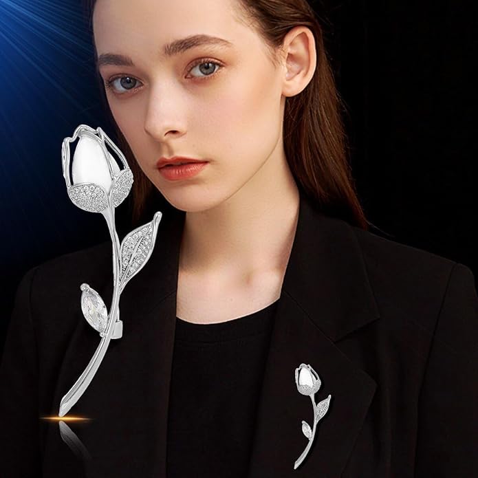 Flower Brooch Pin - Rhinestone Flower Pin 18k Gold Plated - Thanksgiving Day, Birthday, Wedding Gifts for Mom, Wife