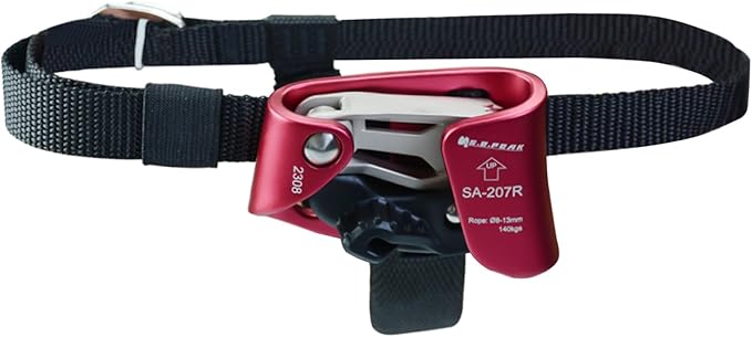 Foot Ascender Upgraded Foot Riser 140kgs Strong Rappelling Gear Equipment for Rock Climbing Tree Arborist, Climbing Rescue Caving, Mountaineering, 8~13MM Rope, Right/Left Foot, 4kN