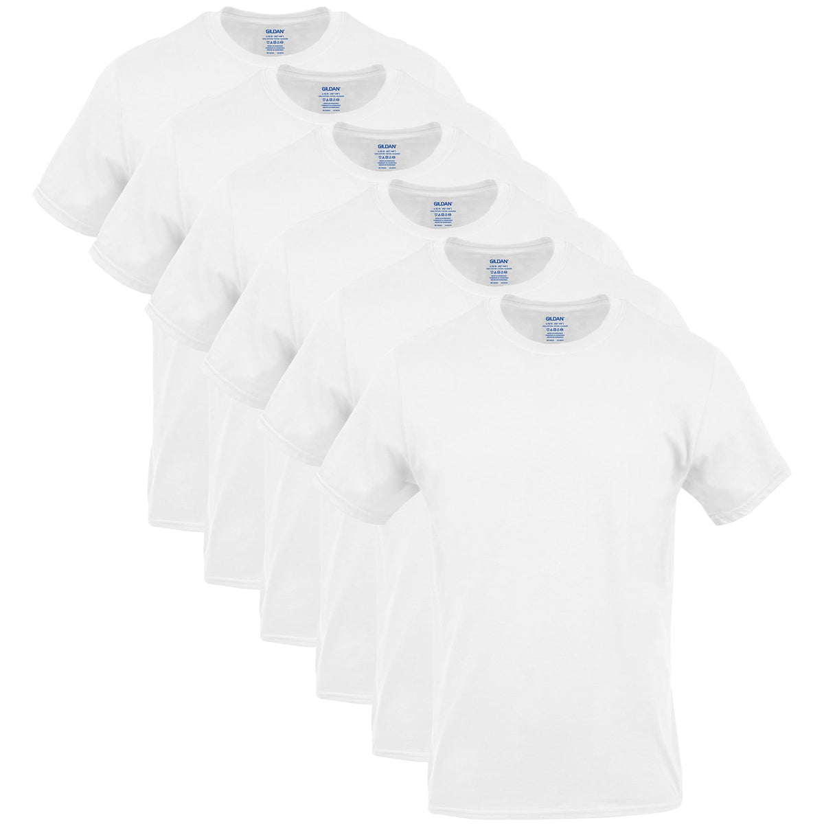 Gildan Men's Crew T-Shirts, Multipack, Style G1100, White (6-Pack), 2X-Large